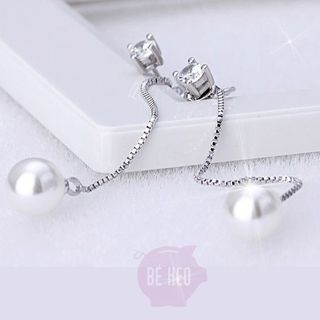 Bông tai dài Ngọc trai đá pha lê 2 trong 1 BH507