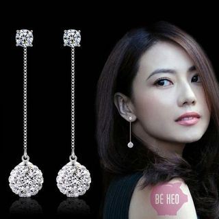 Bông tai dài Trái châu đá pha lê 2 trong 1 - BH508
