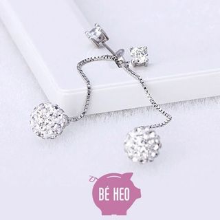 Bông tai dài Trái châu đá pha lê 2 trong 1 - BH508