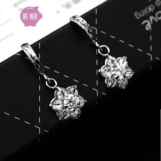Bông tai inox hoa pha lê tòng ten Bh640