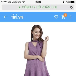 Đầm suông đuôi cá cổ V phối dây cột nơ màu tím