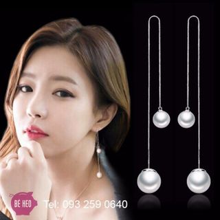Bông tai dài 2 hạt ngọc trai BH509