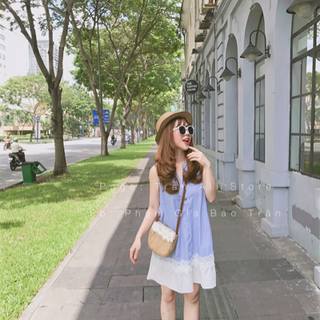 100k cho e đầm sơmi phối chân ren
