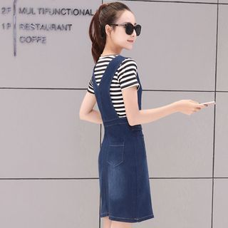 Đầm Jean Yếm cutout eo phối dây kéo