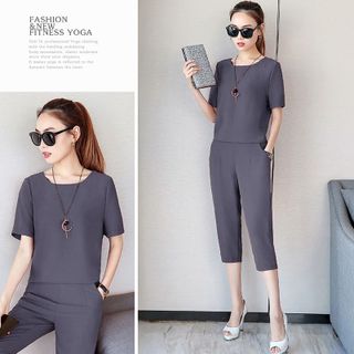 Set bộ lửng hồng cổ tròn thời trang có size XXXL