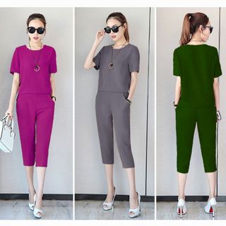 Set bộ lửng xám cổ tròn thời trang có size XXXL