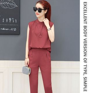 Set bộ lửng màu đất bazan cổ yếm phối dây kéo
