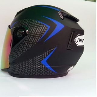 Mũ Bảo Hiểm Moto Đen Phối Xanh dương