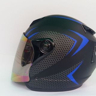 Mũ Bảo Hiểm Moto Đen Phối Xanh dương