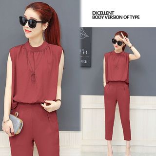 Set bộ lửng da cổ yếm phối dây kéo