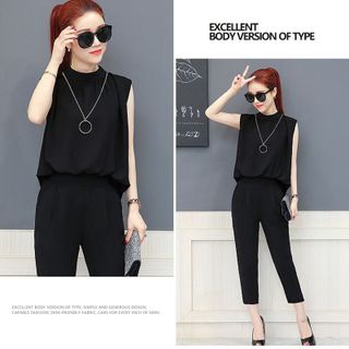 Set bộ lửng da cổ yếm phối dây kéo