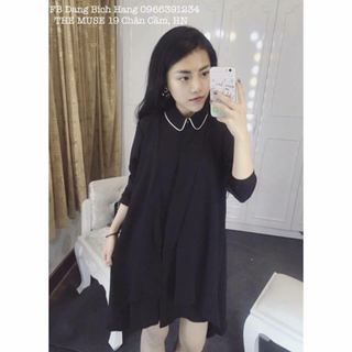 áo dáng dài 2 vạt voan đen/ trắng
