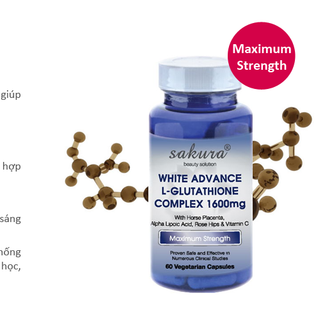 Viên uống trắng da chống lão hóa Sakura White Advance L-Glutathione Complex của Nhật