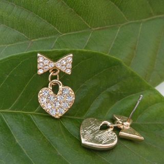 Khuyên tai nữ mẫu mới hình nơ gắn trái tim xinh xắn phong cách Âu Mỹ Mã sản phẩm 1053737
