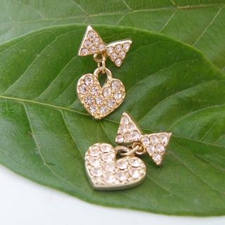Khuyên tai nữ mẫu mới hình nơ gắn trái tim xinh xắn phong cách Âu Mỹ Mã sản phẩm 1053737