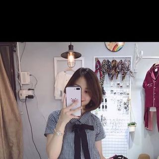 đầm caro nơ