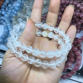 vòng tay thạch anh ưu linh trắng 8 ly