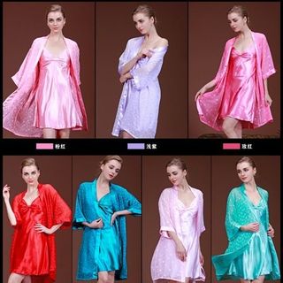 Set đầm phi 2 dây kèm áo choàng voan ren