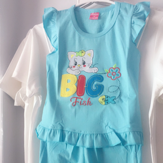 đồ bộ bé gái thun lạnh thêu hình