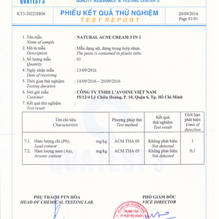 KEM TRỊ MỤN NATURAL ACNE CREAM 3IN1