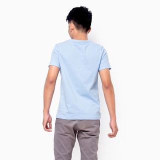 Áo thun nam cổ tim tay ngắn màu xanh