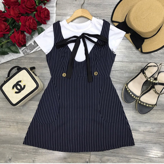 Set áo thun cột nơ váy Kiều Trang