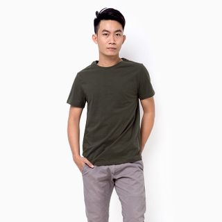 Áo thun nam cổ tròn tay ngắn màu rêu