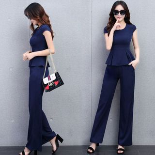 Set bộ dài peplum xanh đen thời trang có size XXXL