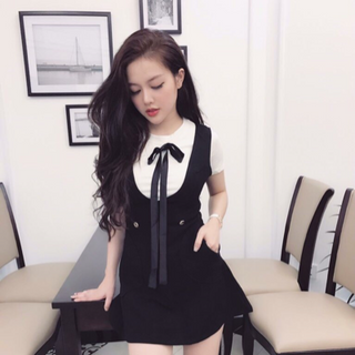 Set áo thun cột nơ váy Kiều trang