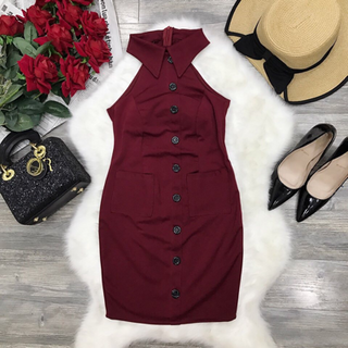Đầm body yếm cổ sơmi MPB