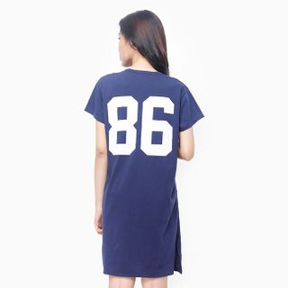 Đầm thun nữ oversize thoải mái ngôi sao màu xanh đen