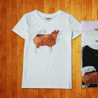 Áo thun thời trang - Chó nâu Origami