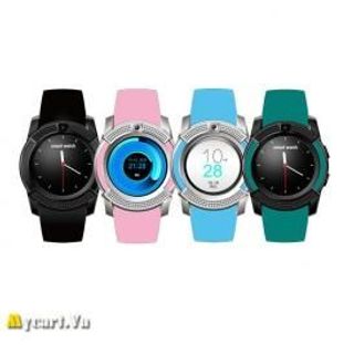 Đồng hồ thông minh có khe sim mặt tròn Smartwatch V8 hồng