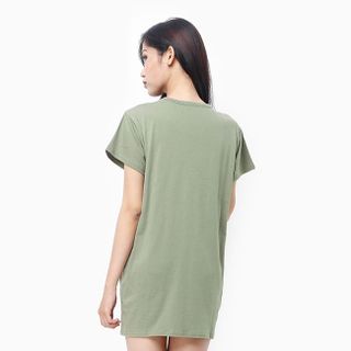 Đầm thun nữ oversize chữ ARTE màu rêu