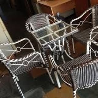 bàn ghế cà fe nhựa giả mây