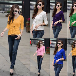 ÁO THUN CỔ TIM XẾP LY EO
