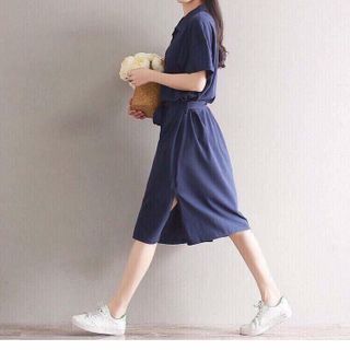 đầm xanh buộc eo