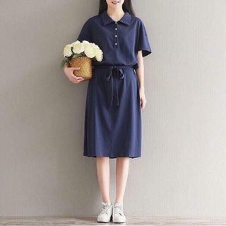 đầm xanh buộc eo