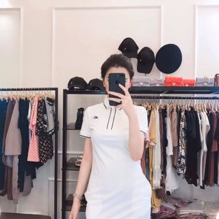 đầm thun cổ trụ