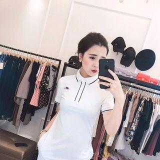 đầm thun cổ trụ