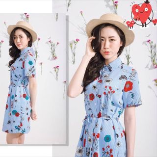 đầm sơ mi hoa