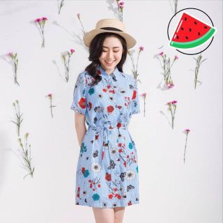 đầm sơ mi hoa
