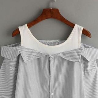 áo sơ mi sọc phối trắng