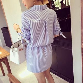 ĐẦM SƠ MI SỌC THUN EO