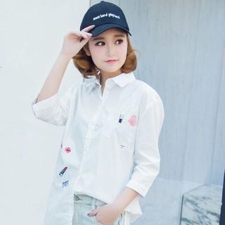 áo sơ mi thêu form dài