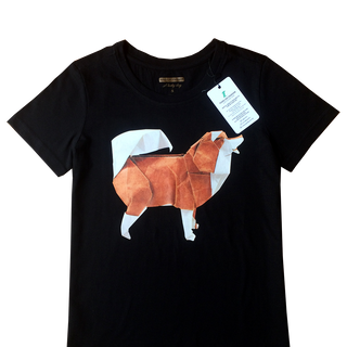 Áo thun thời trang - Chó nâu Origami