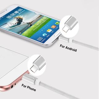 Cáp sạc bọc vải dù 2 trong 1 cho iOS và Android