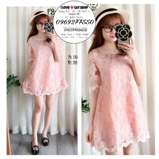 đầm ren trễ vai