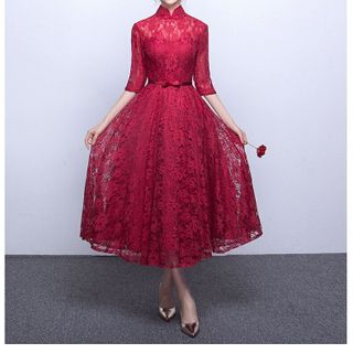 Đầm Xòe Cổ Tàu Tay Lỡ