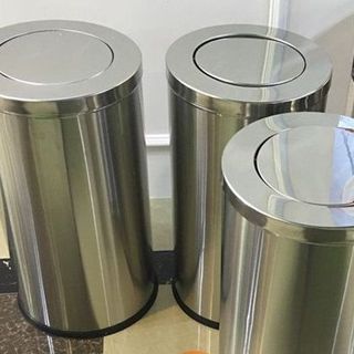 THÙNG RÁC INOX TRÒN NẮP LẬT